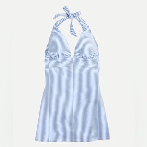 J.Crew Blue Seersucker Halter Swim Dress